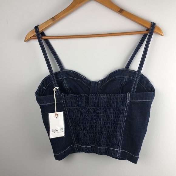 NEW Taylor Hill by Joe’s Jeans Maddix Denim Bustier Front Zip Size S Cropped Top - Picture 9 of 14